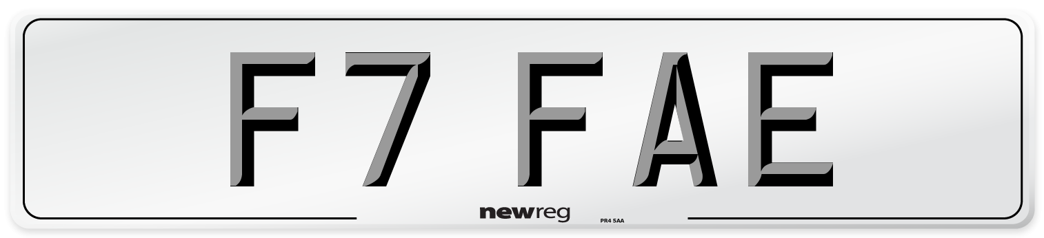 F7 FAE Number Plate from New Reg